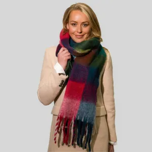 1052118- Check Blanket Scarf - Red/Green - Zelly