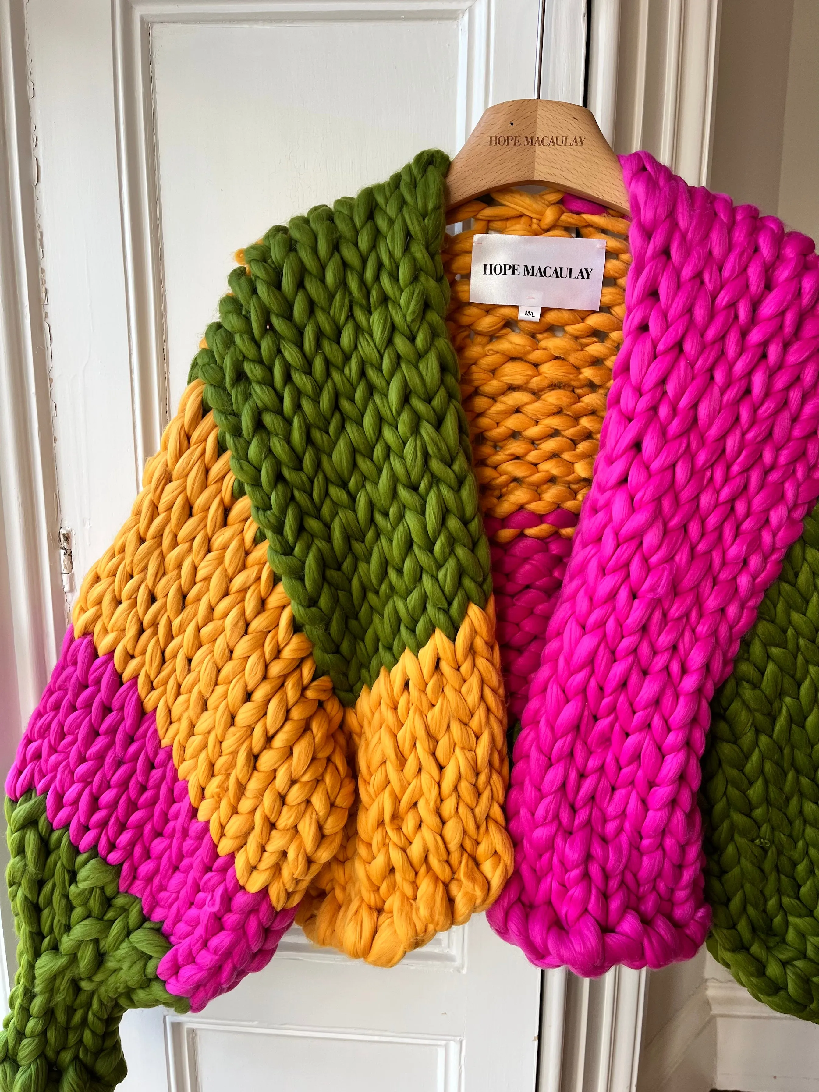 1of3 Olive, Pink and Amber Colossal Knit Cardigan (Sample)