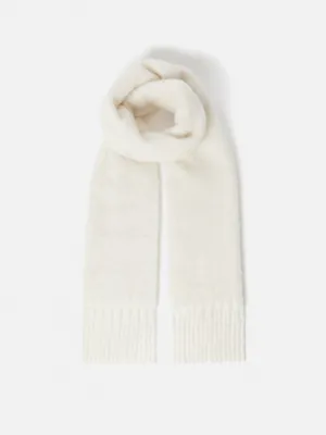 Alpaca Blend Fringed Scarf | Cream