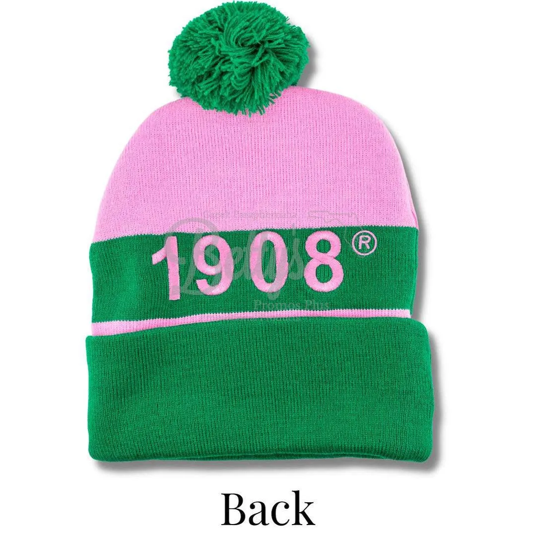 Alpha Kappa Alpha AKA 1908 Embroidered Shield Knit Crest Beanie