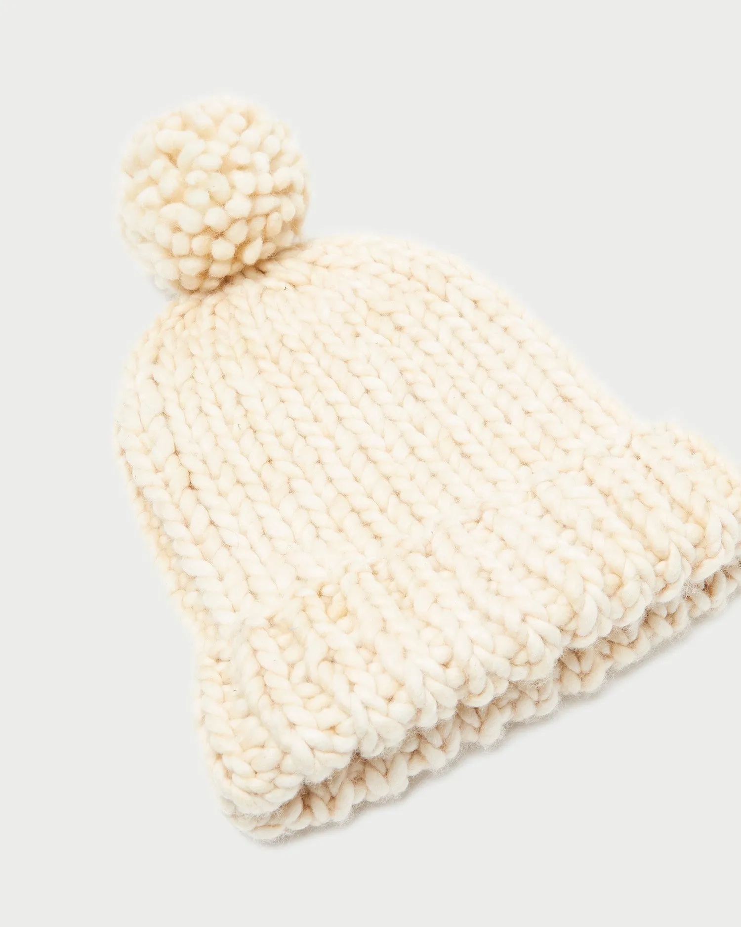 Ava Cream Knit Pompom Hat