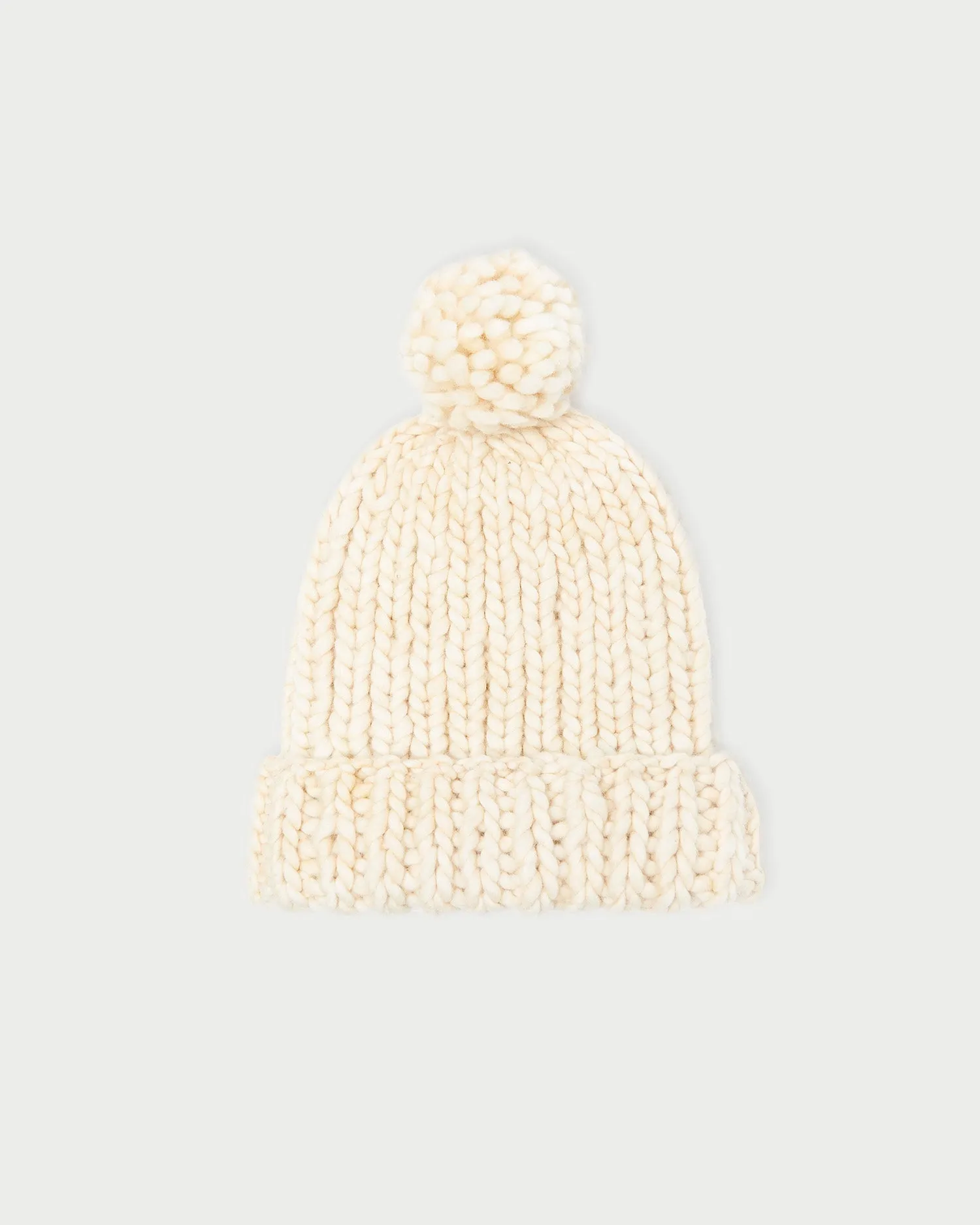 Ava Cream Knit Pompom Hat