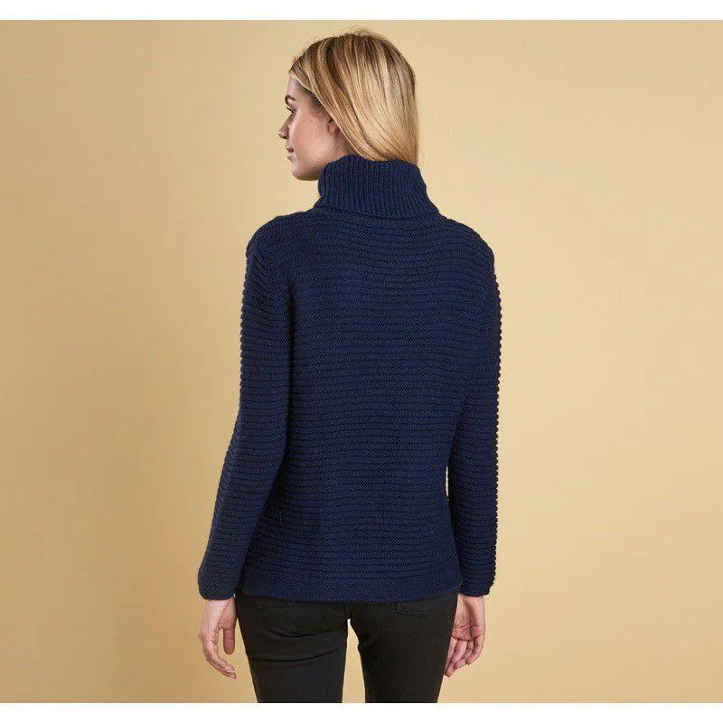 Barbour Ladies Alpaca Mix Court Roll Collar Knit Jumper - Navy