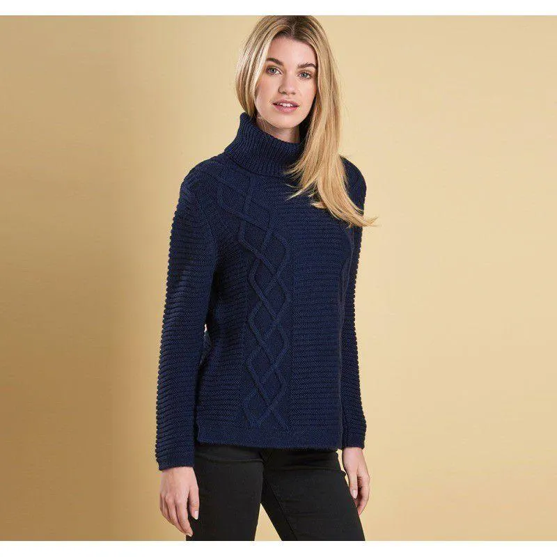 Barbour Ladies Alpaca Mix Court Roll Collar Knit Jumper - Navy