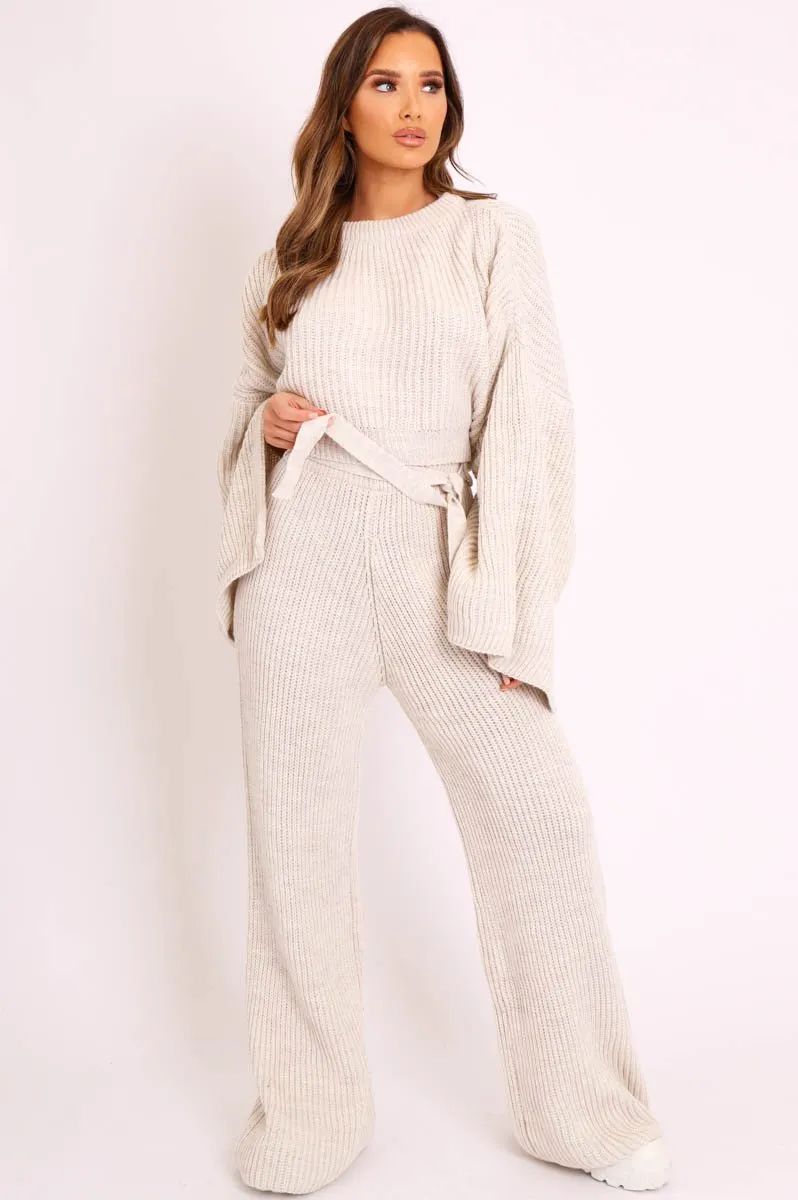 Beige Chunky Knit Loungewear Set - Harper