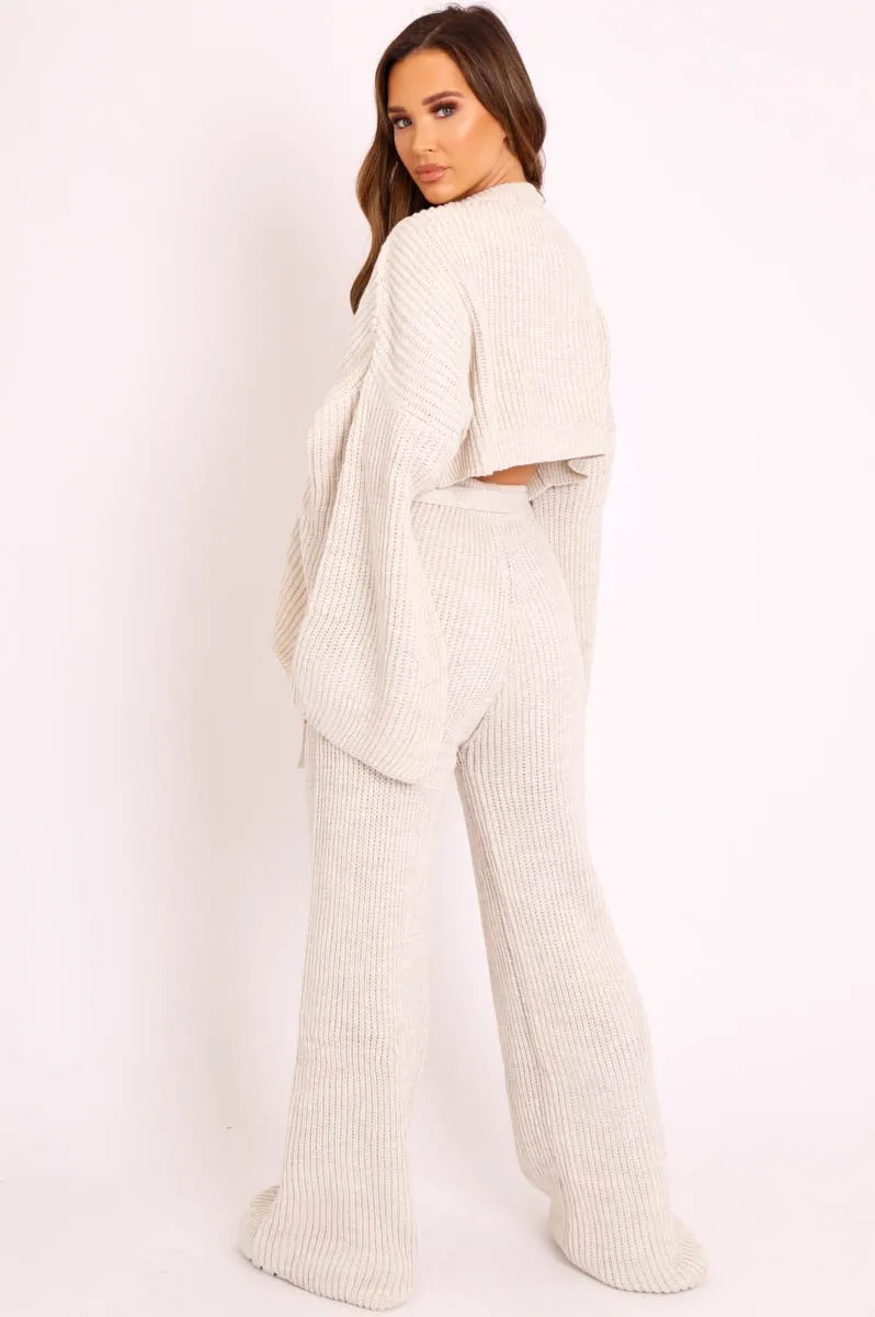 Beige Chunky Knit Loungewear Set - Harper