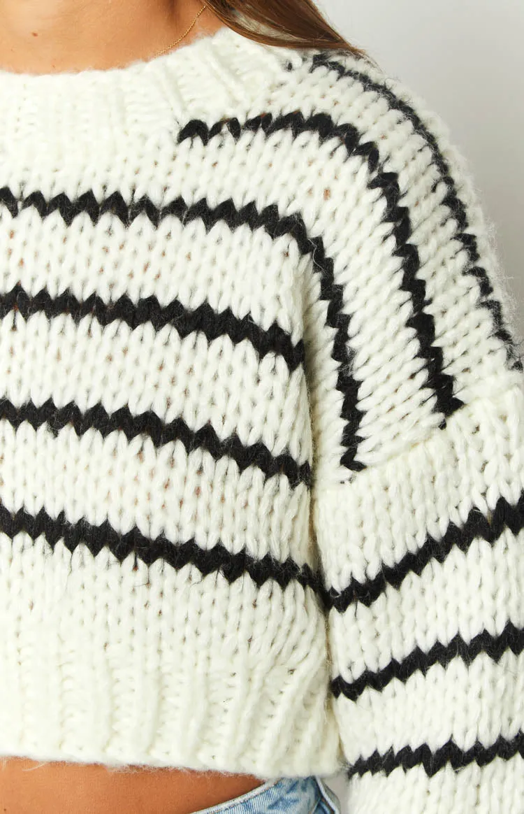 Belmont White Striped Sweater