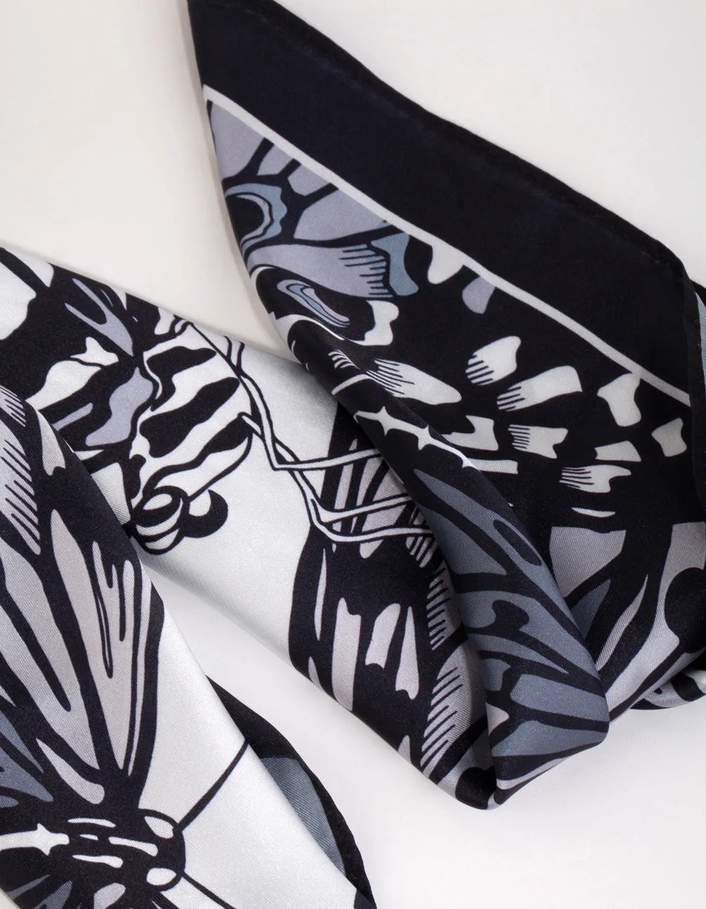 Black & White Butterfly Print Scarf