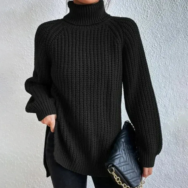 Black Knit Turtleneck Sweater