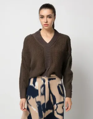 Brown Chunky Knit Pullover