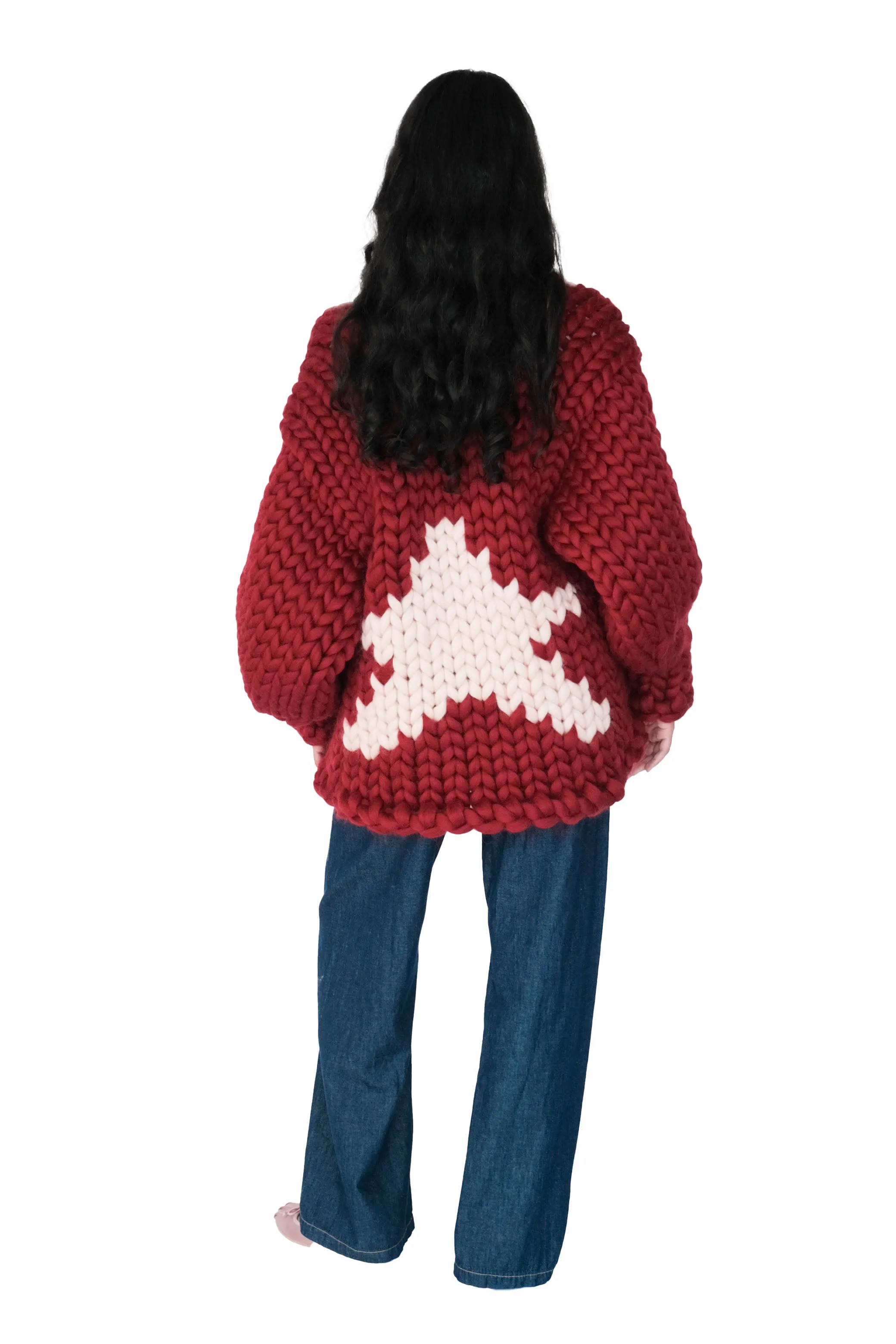 Burgundy Star Colossal Knit Cardigan