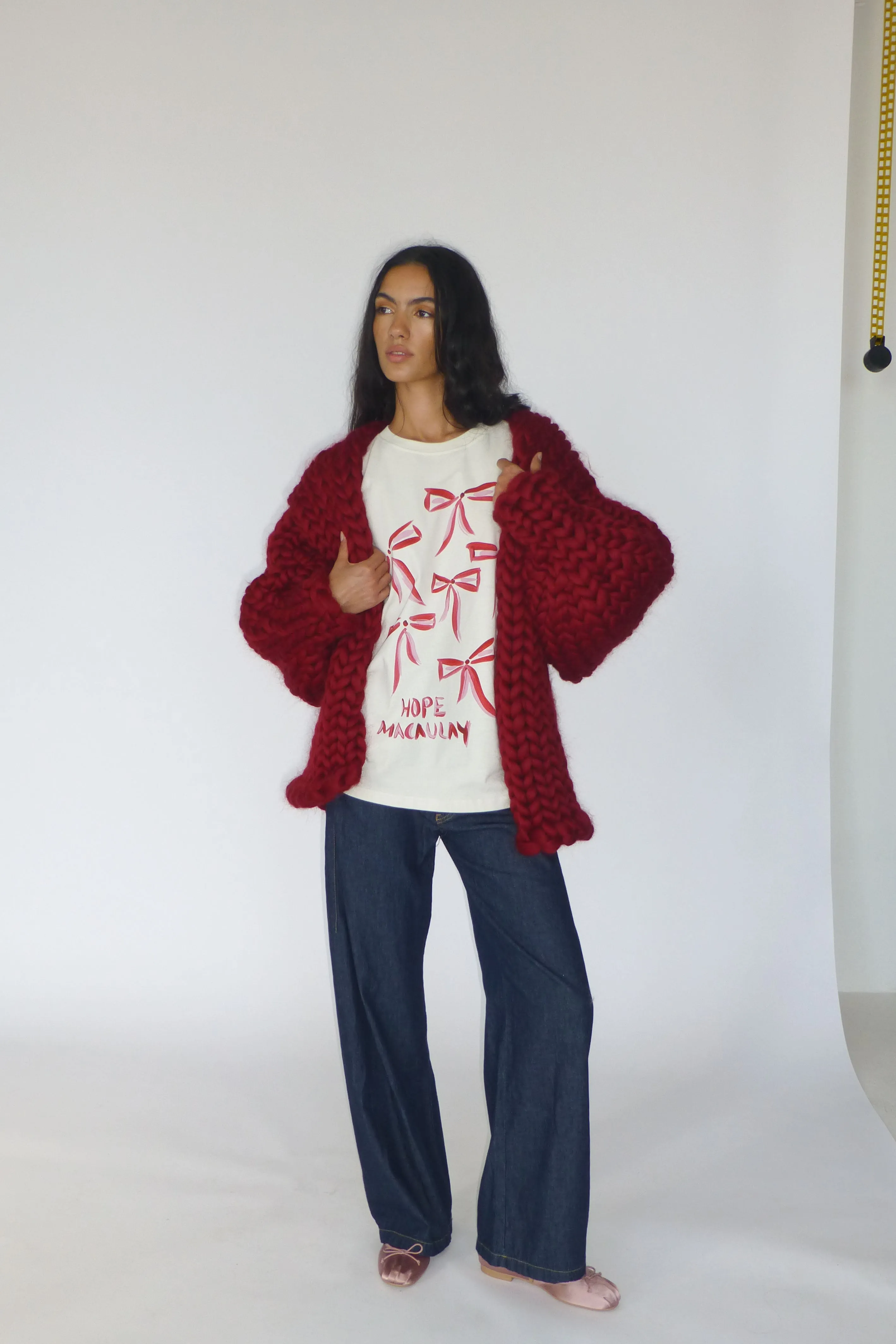 Burgundy Star Colossal Knit Cardigan