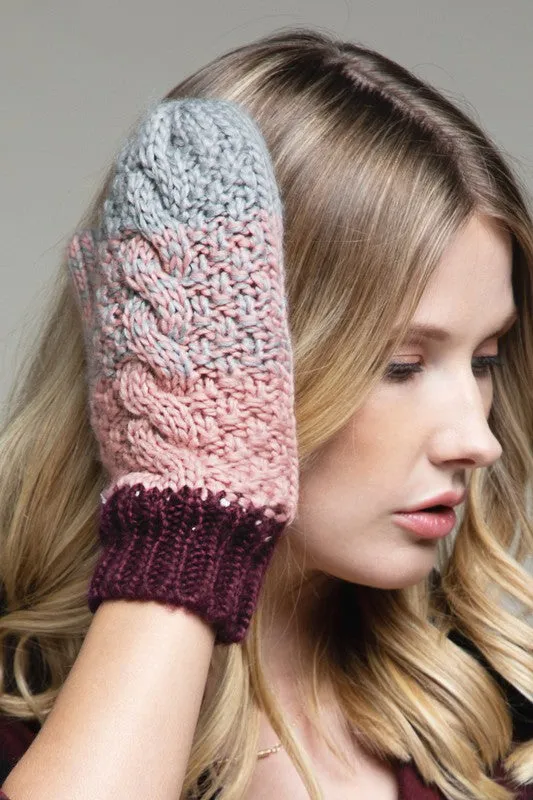 CABLE KNIT MITTENS