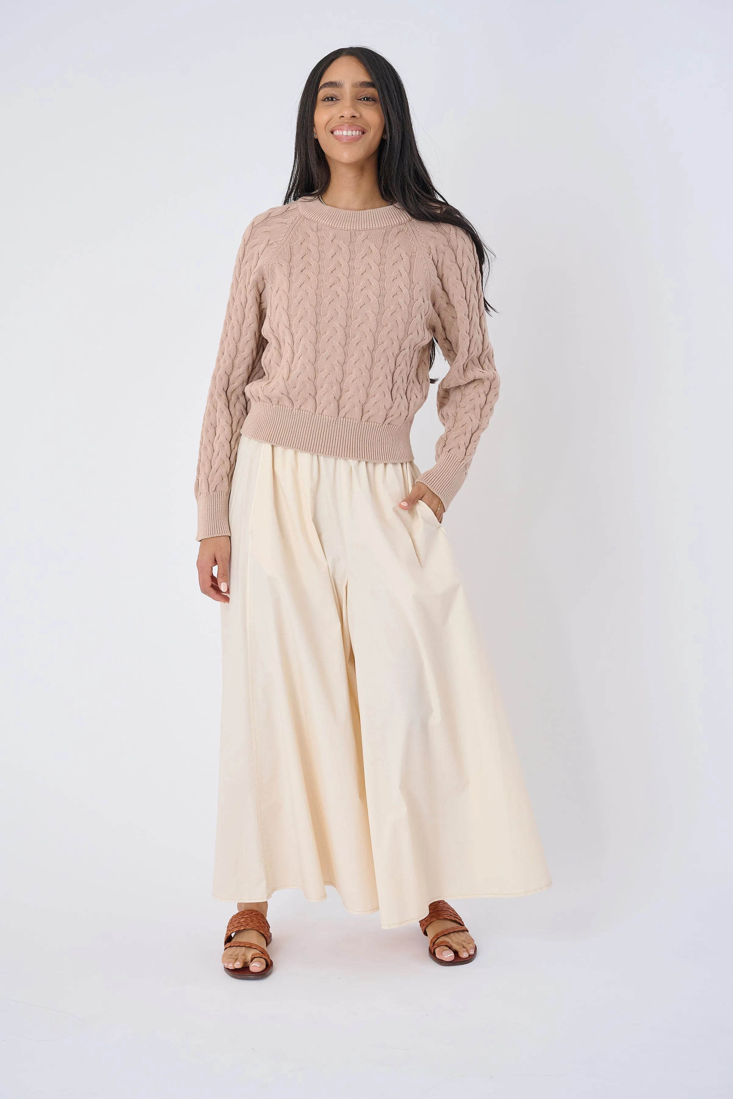 Celestia Cotton Cable Knit Sweater