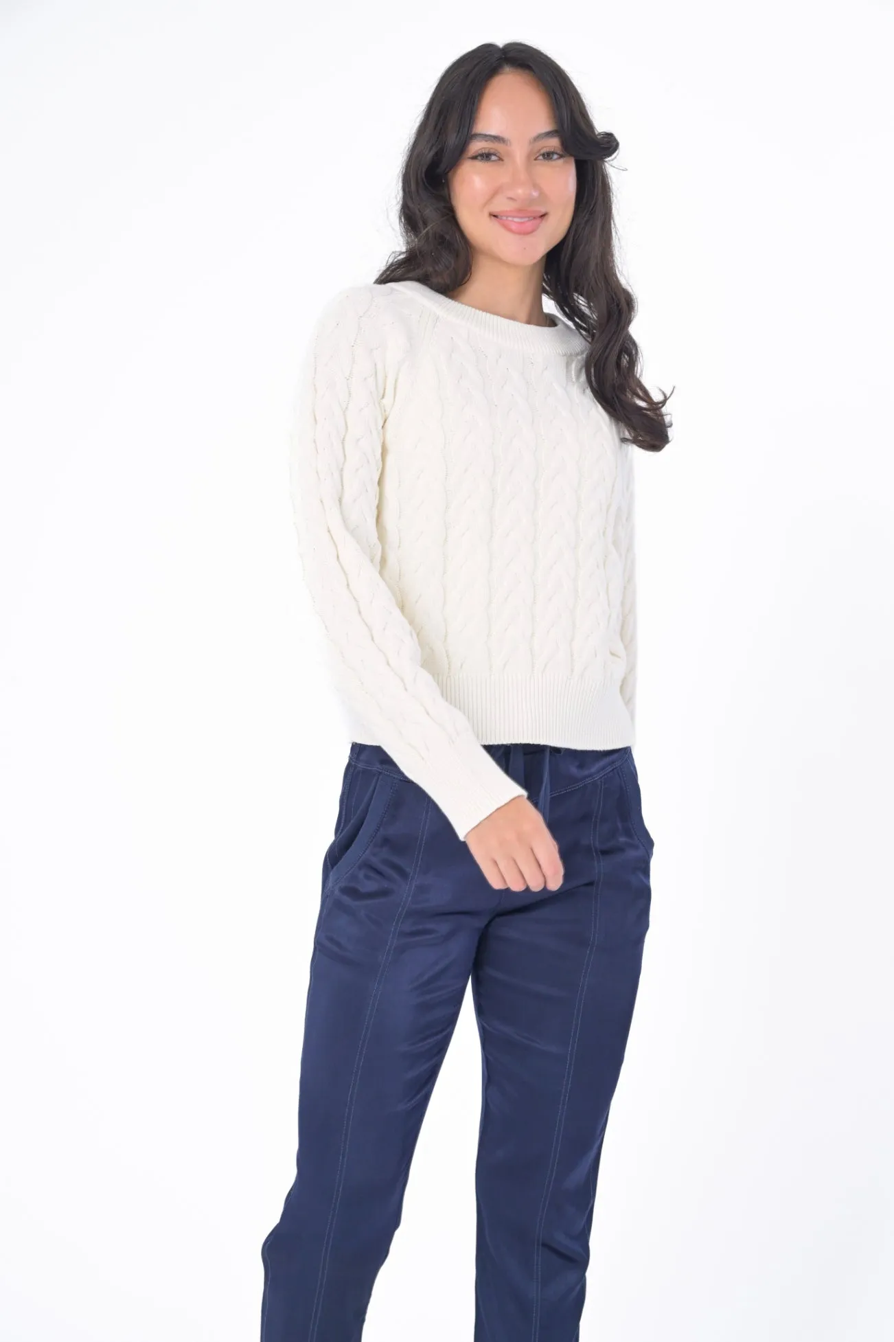 Celestia Cotton Cable Knit Sweater