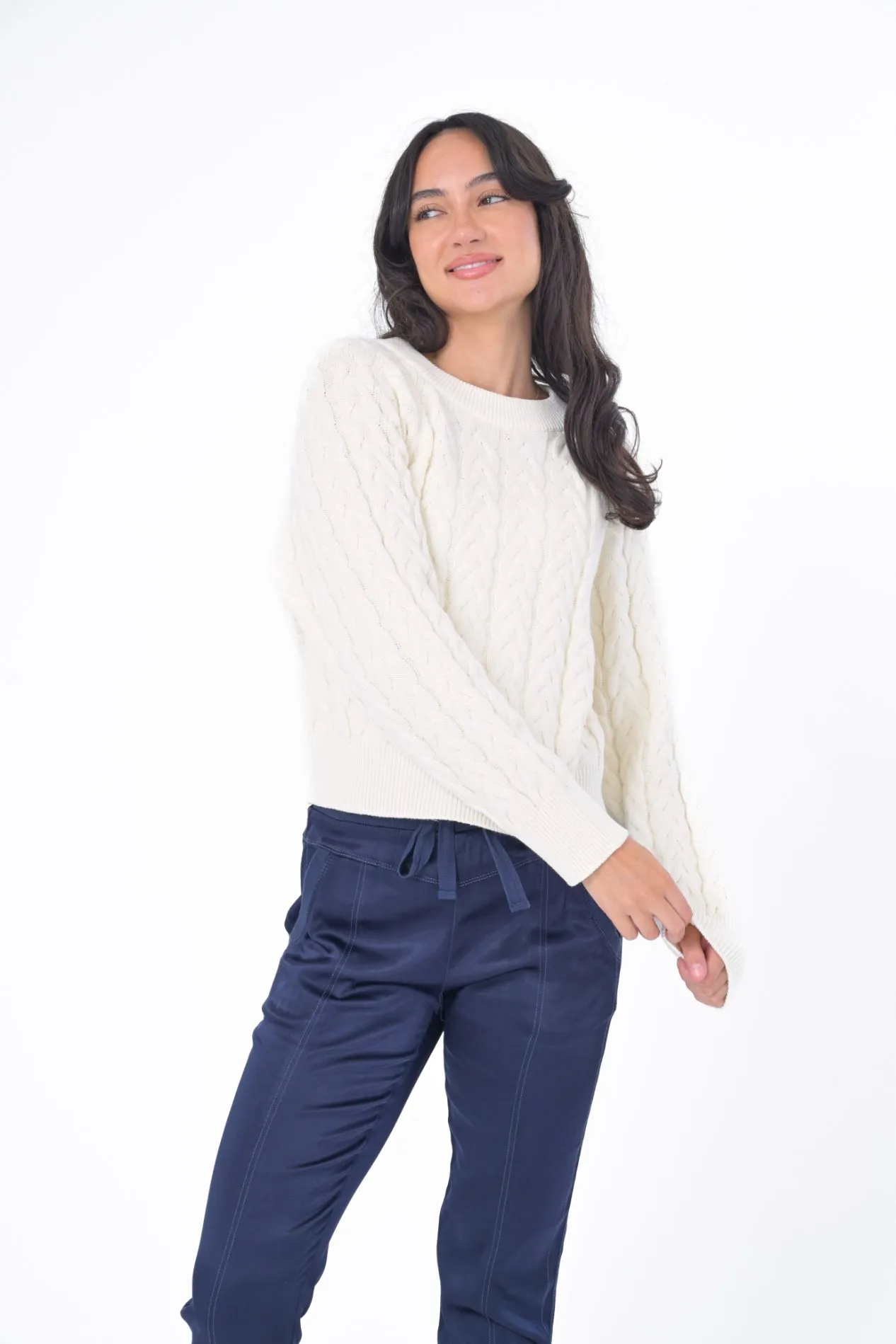 Celestia Cotton Cable Knit Sweater