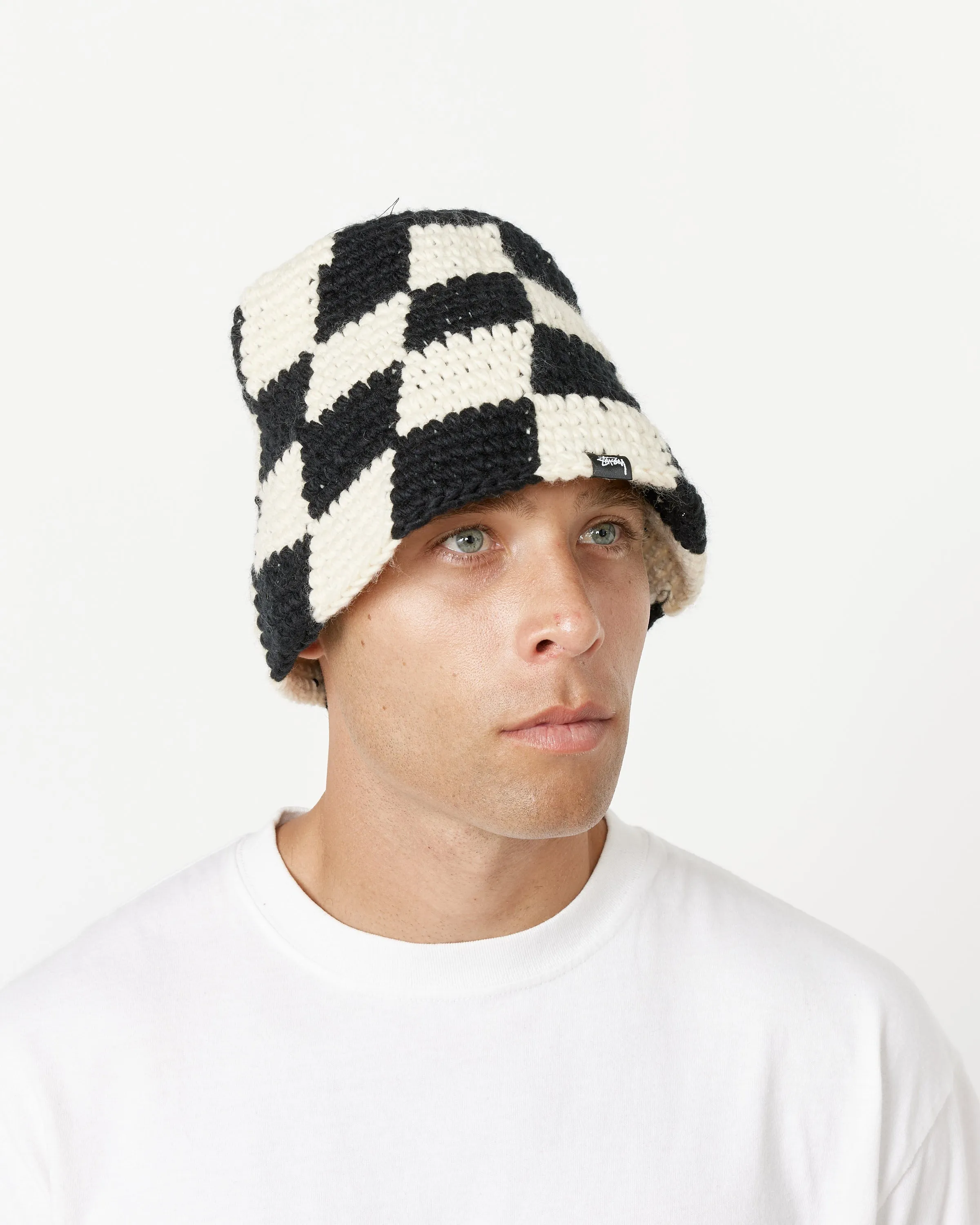 Checker Knit Bucket Hat