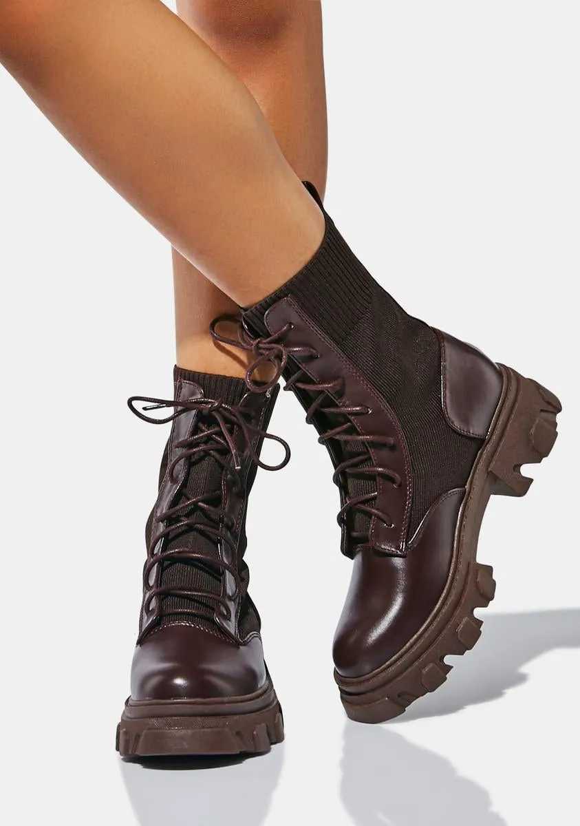 Chocolate Recruit Me Combat Boots