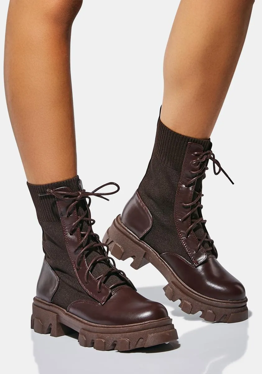 Chocolate Recruit Me Combat Boots