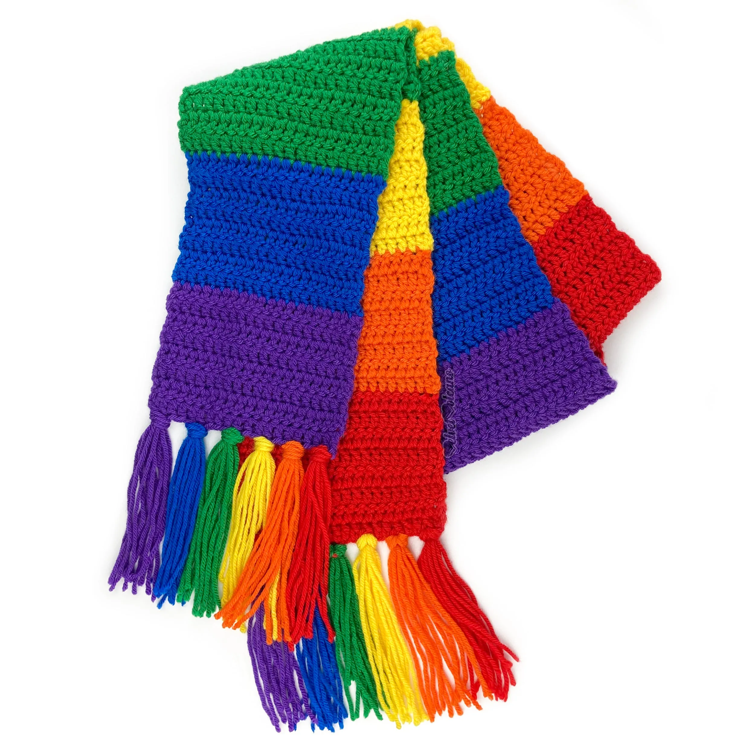 Chunky Bright Rainbow Striped Scarf