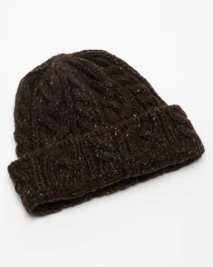 Chunky Cable Knit Beanie Brown