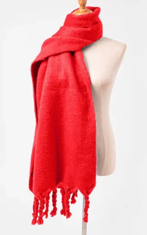 Chunky Fringe Scarf, red