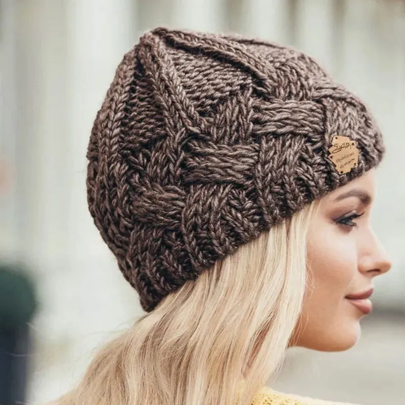 Chunky Knit Beanie with Logo Patch