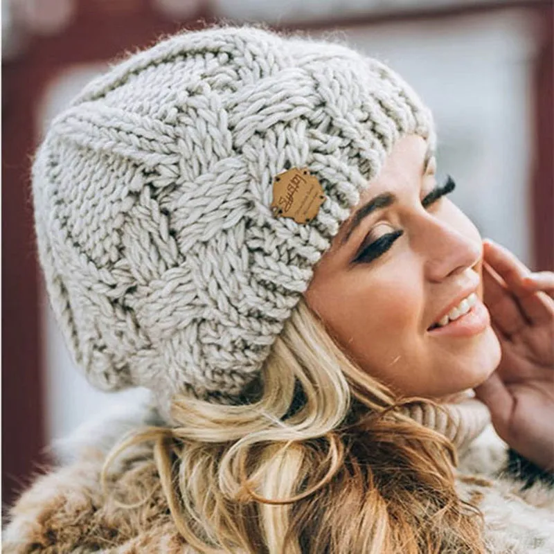 Chunky Knit Beanie with Logo Patch