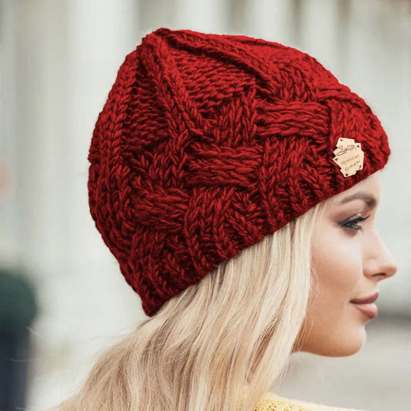 Chunky Knit Beanie with Logo Patch