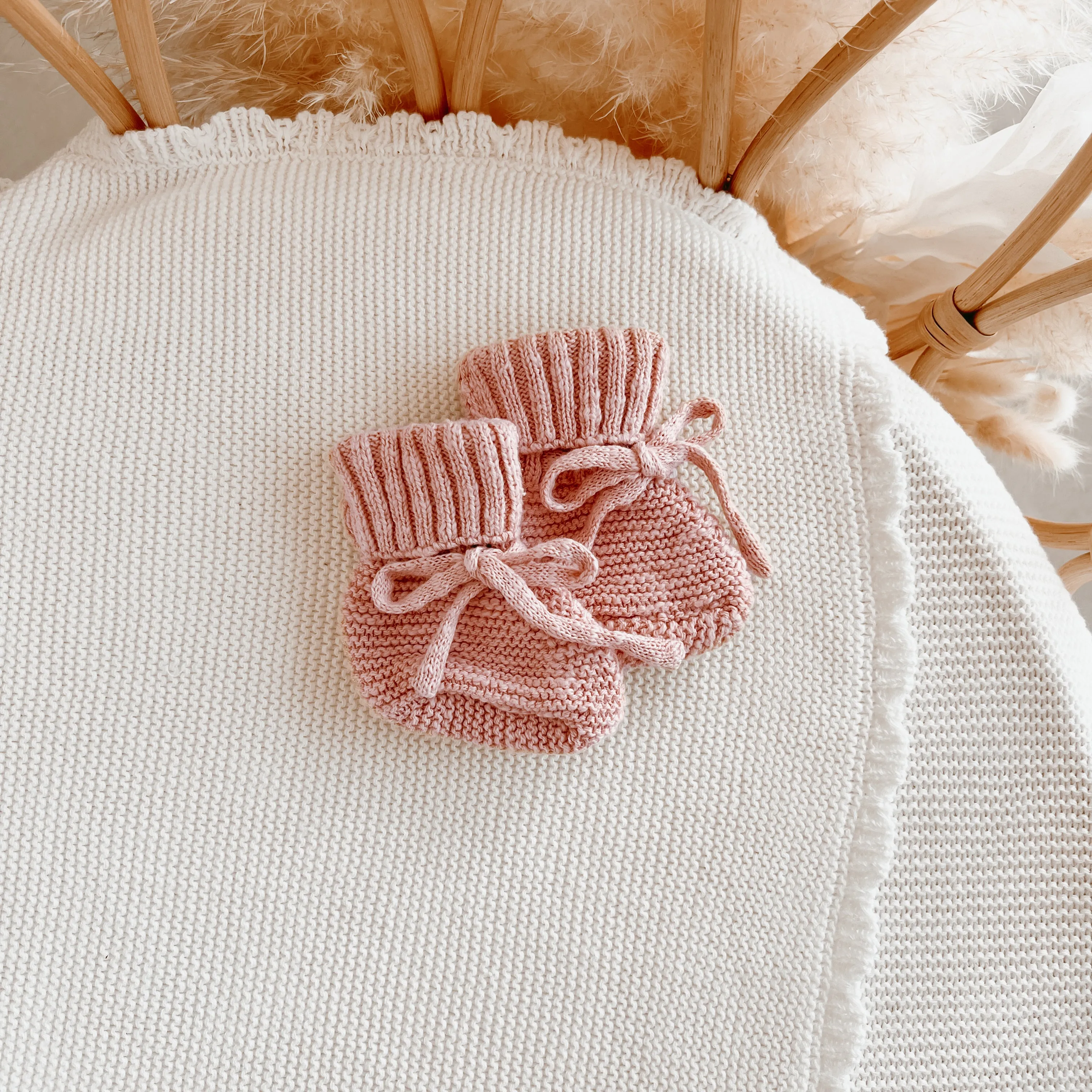 Chunky Knit Booties - Newborn-6M - Blush