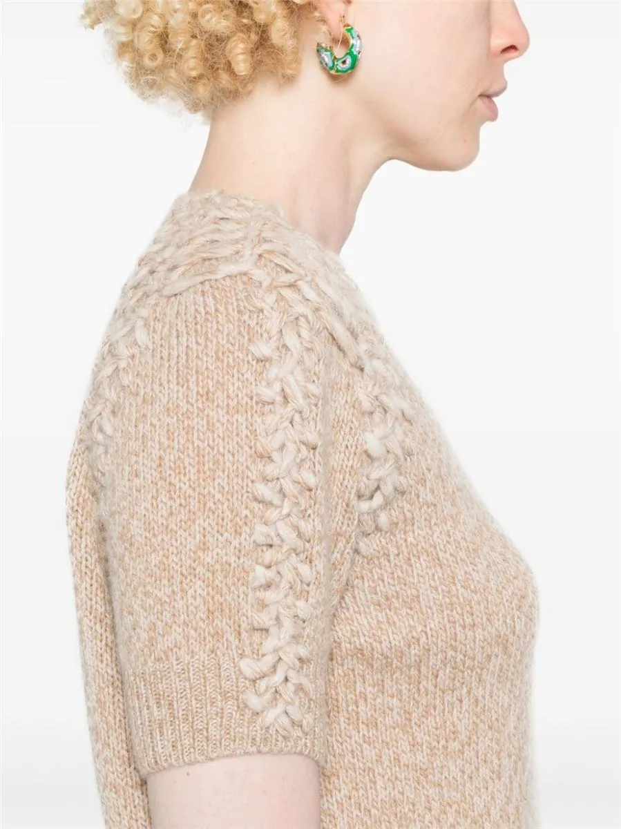 CHUNKY-KNIT DETAIL KNITTED TOP