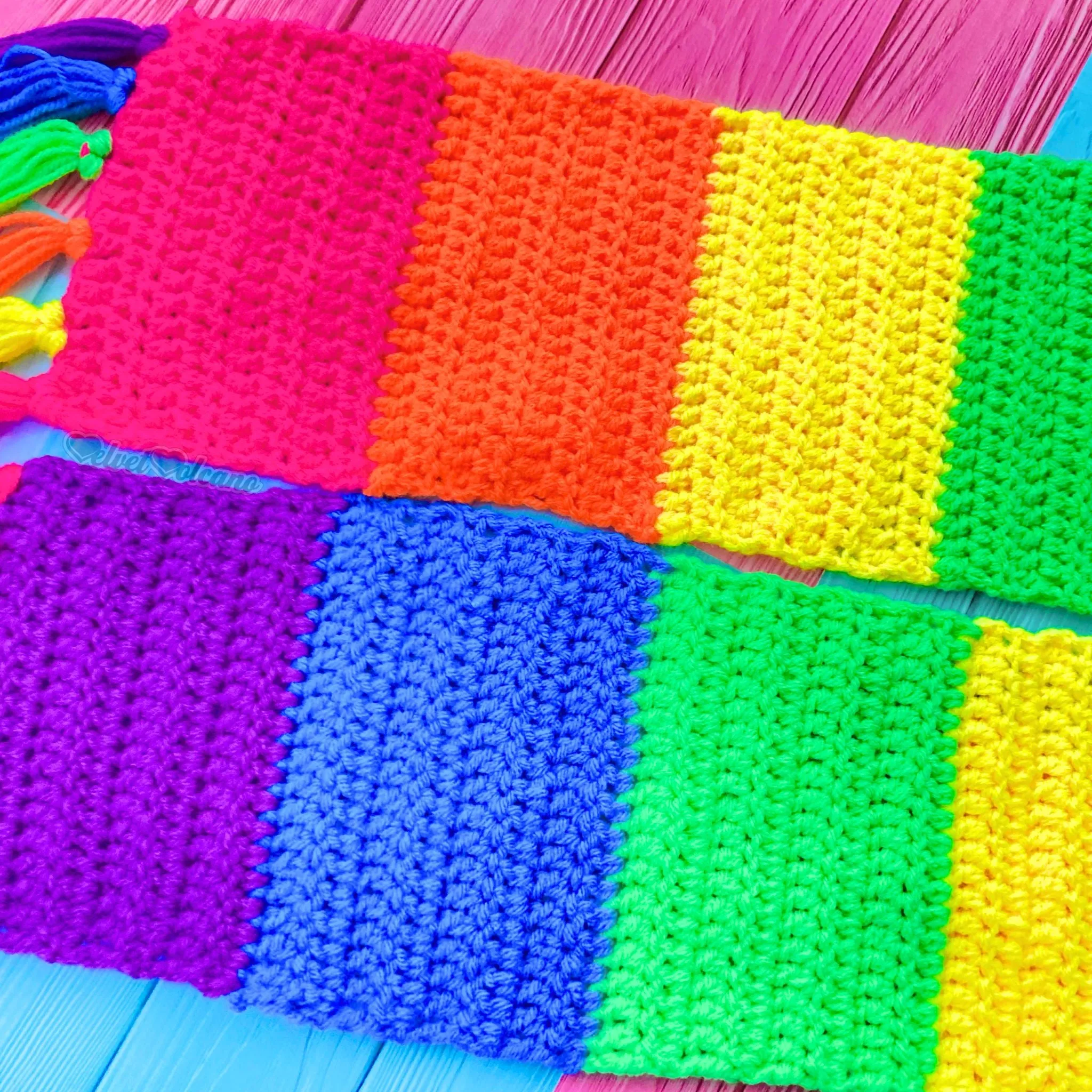 Chunky Neon Rainbow Striped Scarf