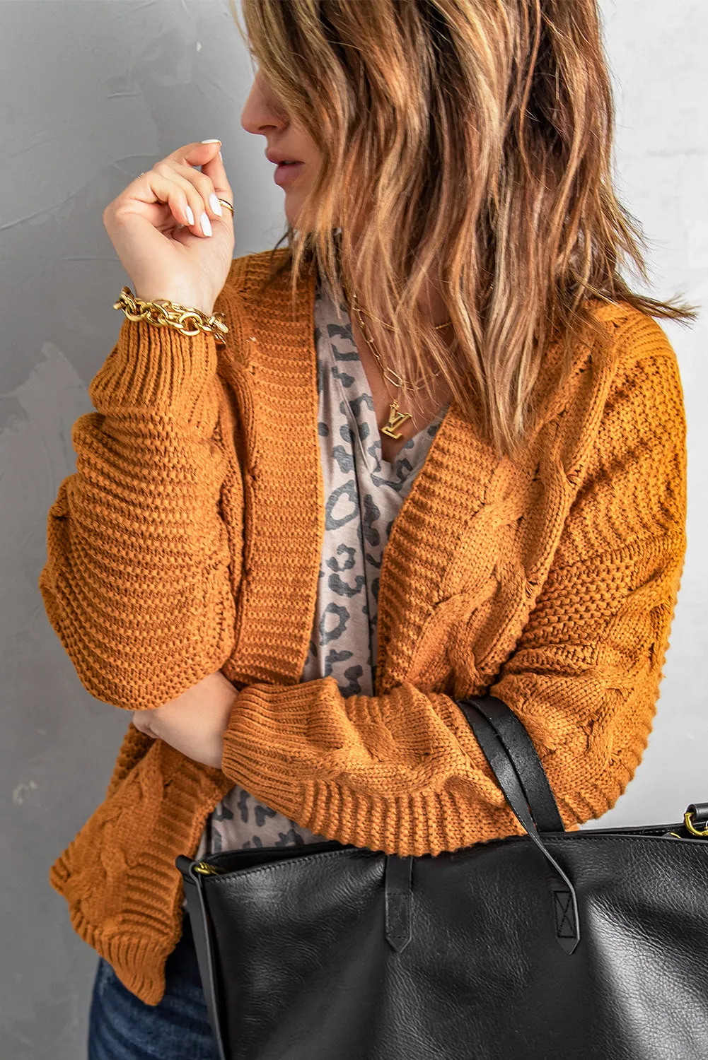 Chunky Wide Long Sleeve Knit Cardigan