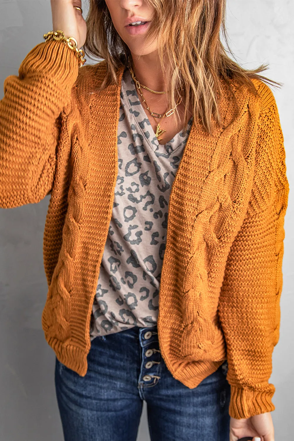 Chunky Wide Long Sleeve Knit Cardigan