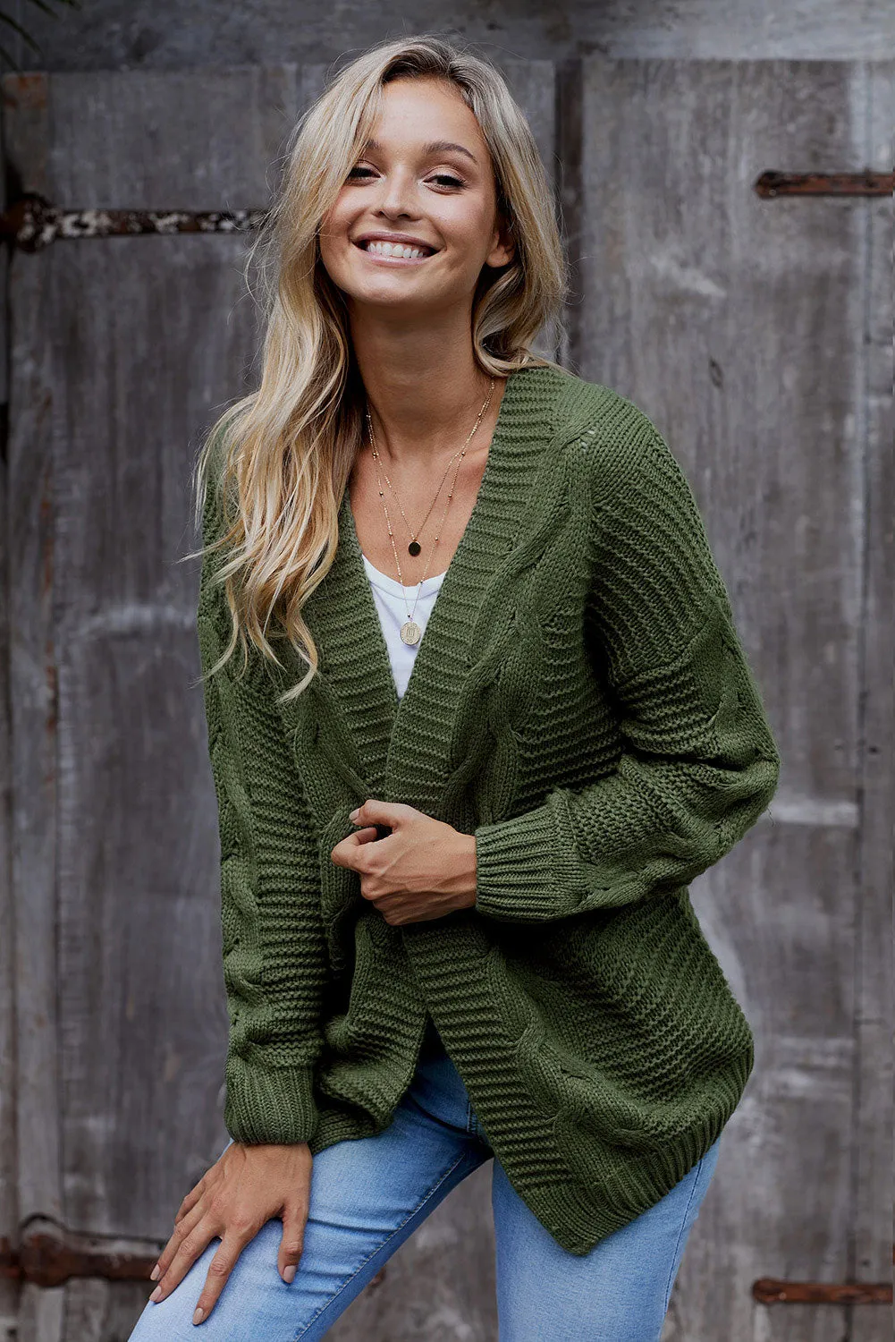 Chunky Wide Long Sleeve Knit Cardigan