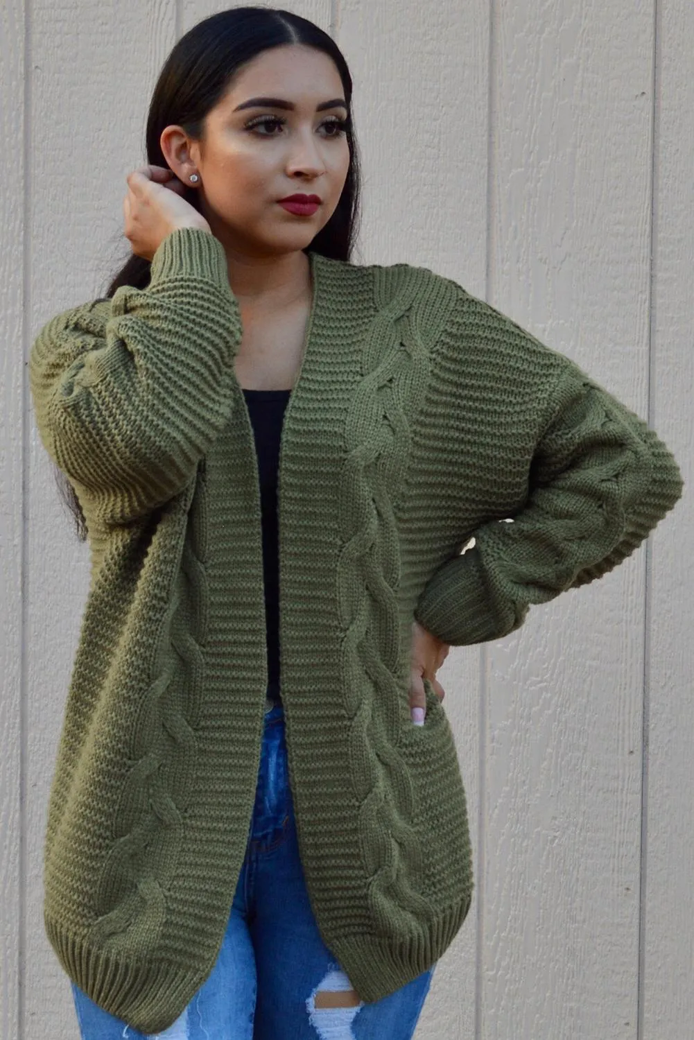 Chunky Wide Long Sleeve Knit Cardigan