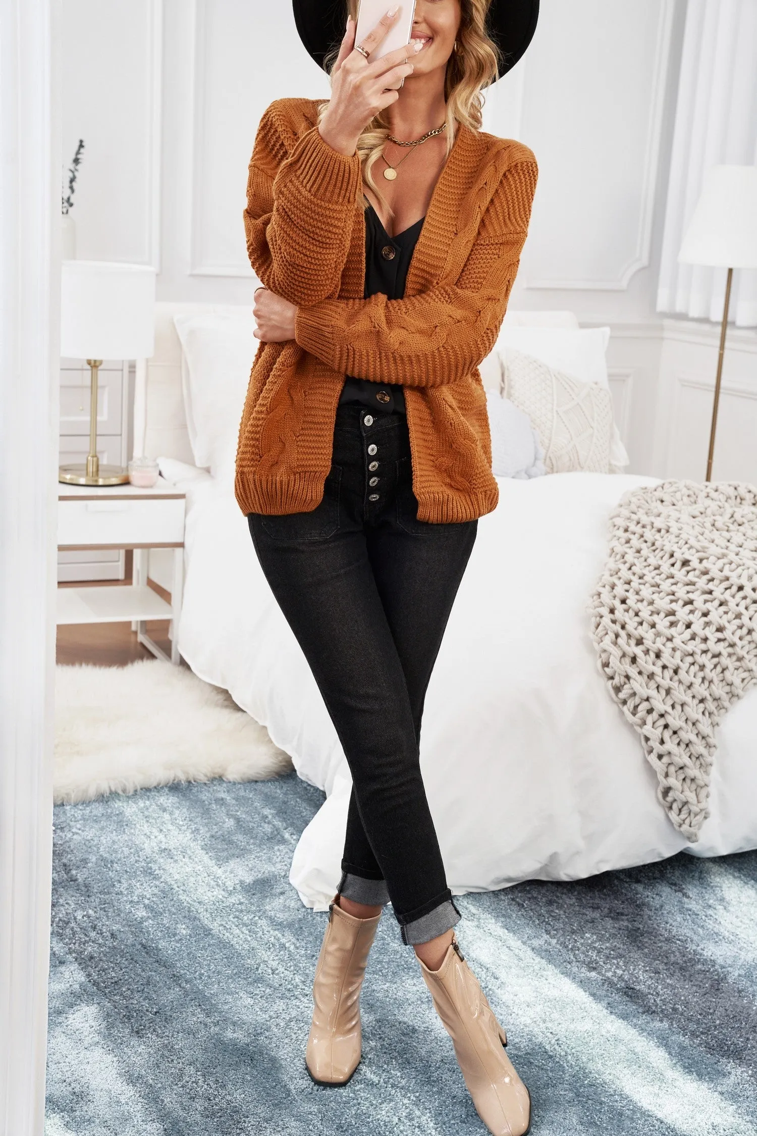 Chunky Wide Long Sleeve Knit Cardigan