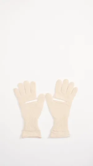 Chunky Wool Acc Gloves in Moon White