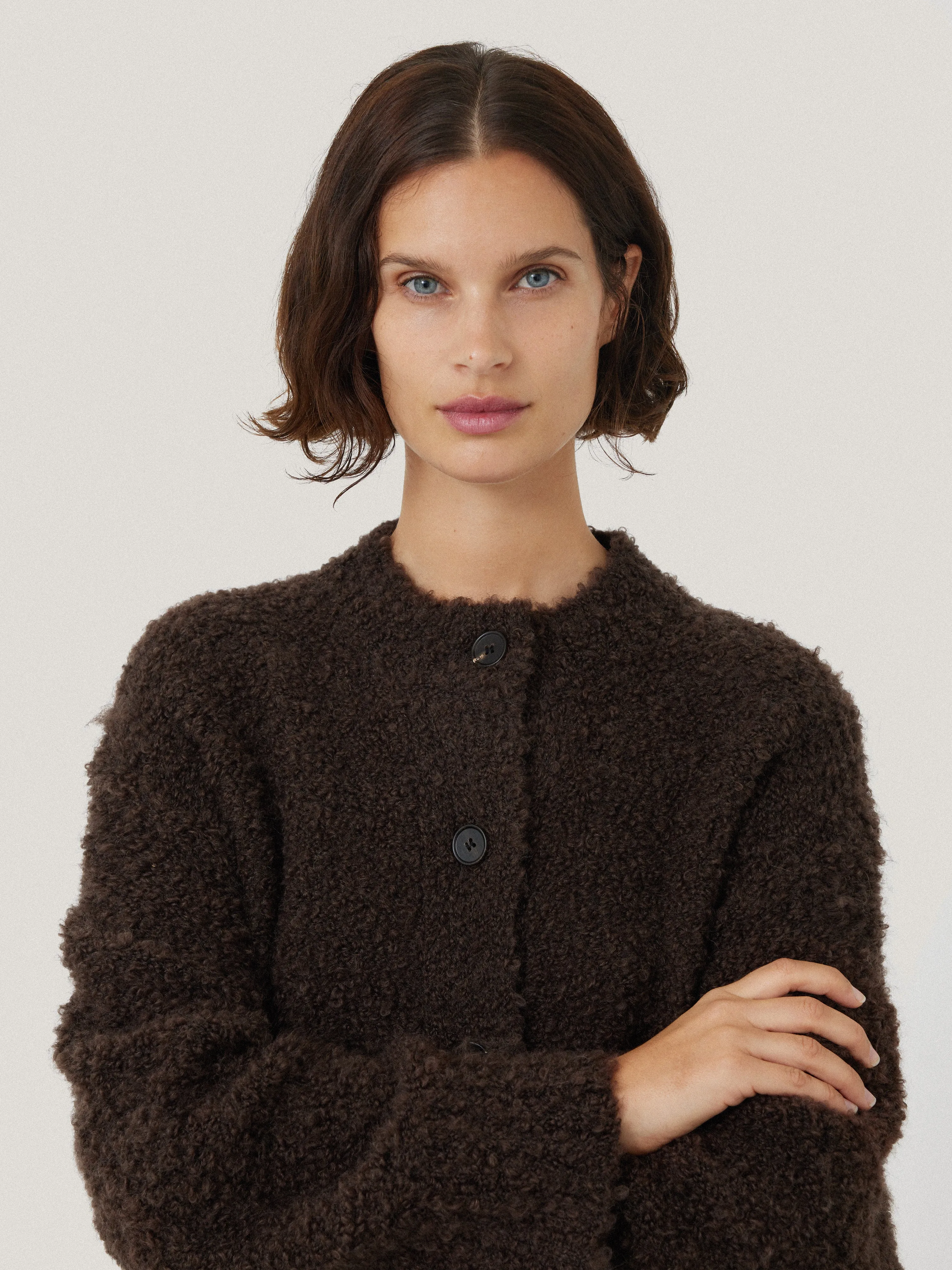 Cosy Boucle Scarf Cardi | Brown