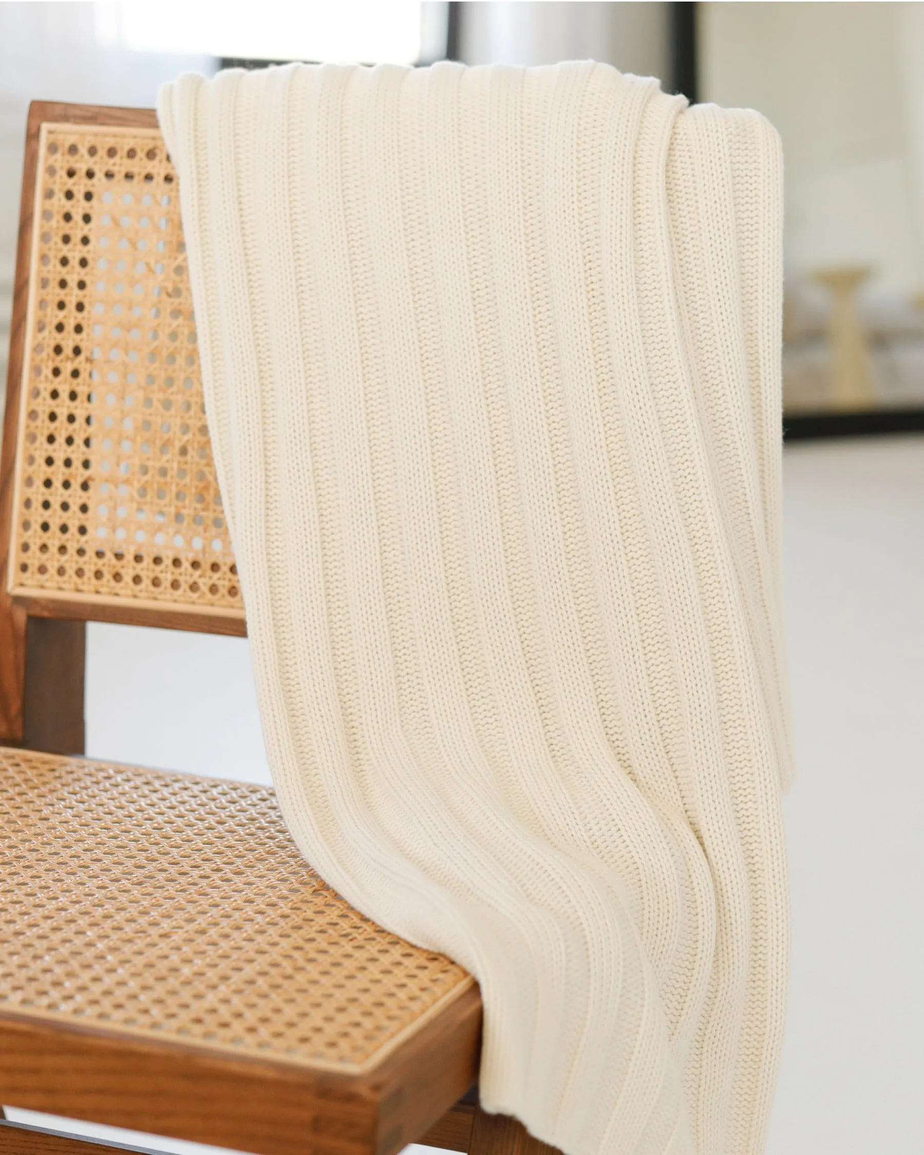 Cotton Cashmere Chunky Rib Throw (Choice of Colors) by Alashan Cashmere