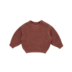 Cranberry Chunky Knit Sweater - Quincy Mae