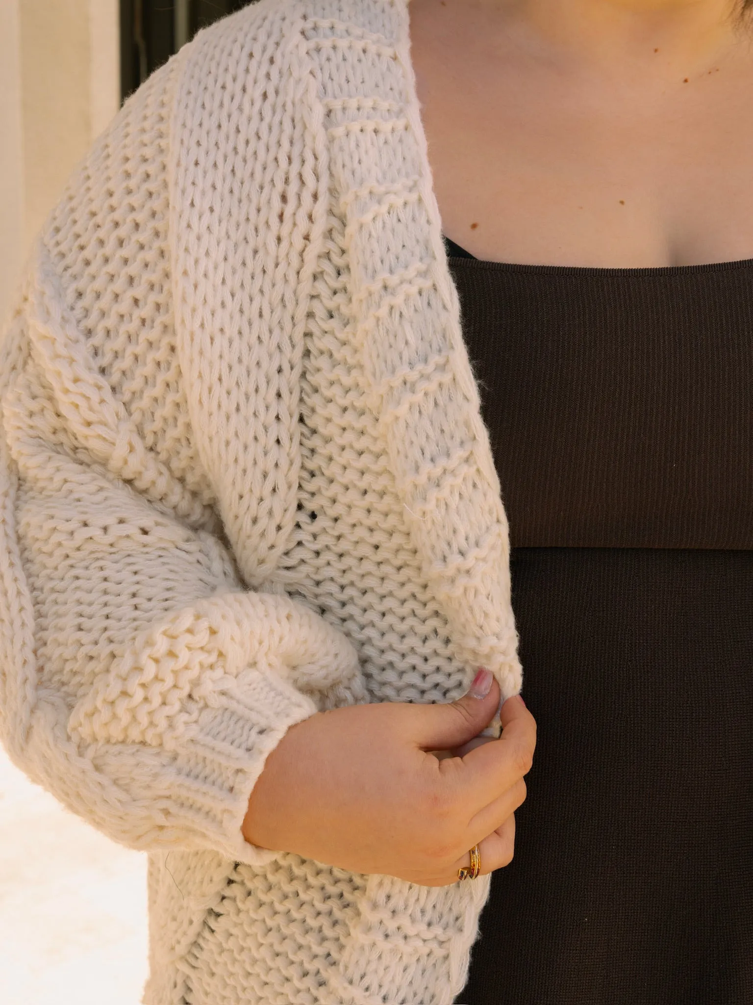 Cream Chunky Knit Cardigan