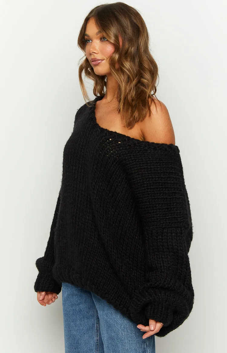 Delvey Black Chunky Knit Sweater