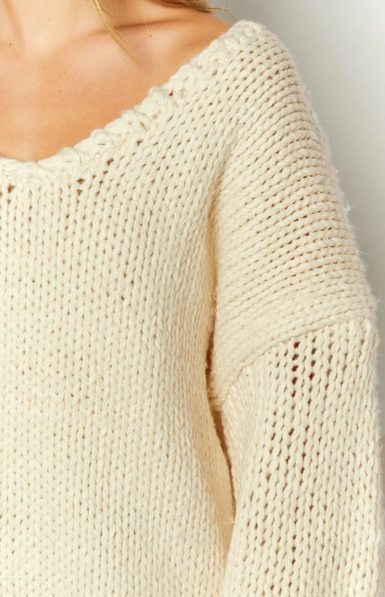 Delvey Cream Chunky Knit Sweater