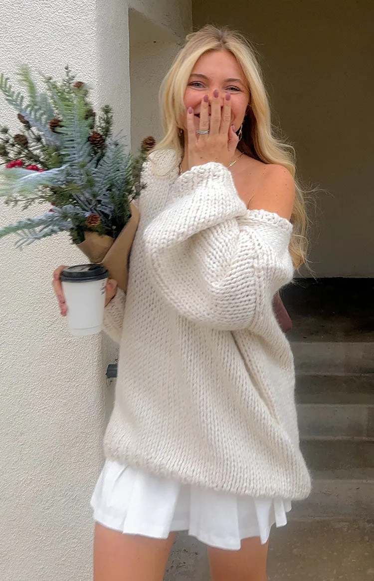 Delvey Cream Chunky Knit Sweater