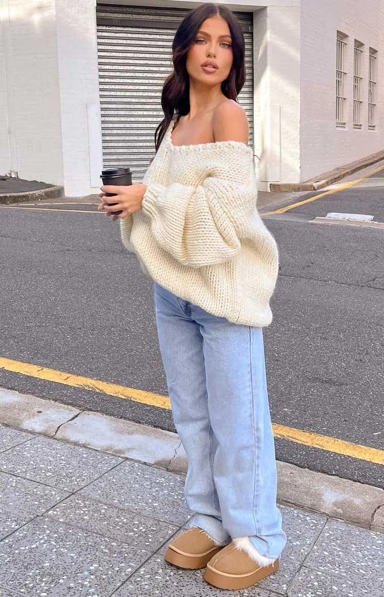 Delvey Cream Chunky Knit Sweater