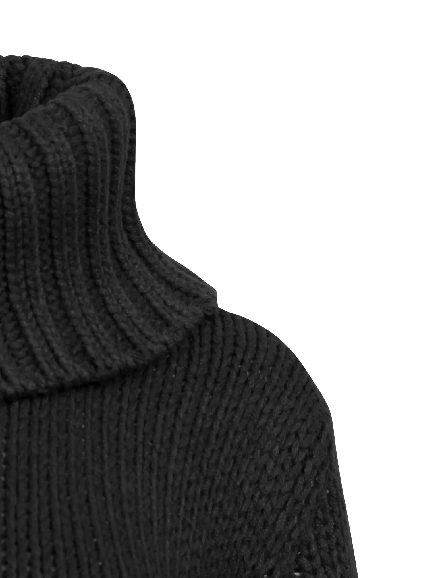 Drama Roll Neck Chunky Knit Jumper in Black - Amara Reya