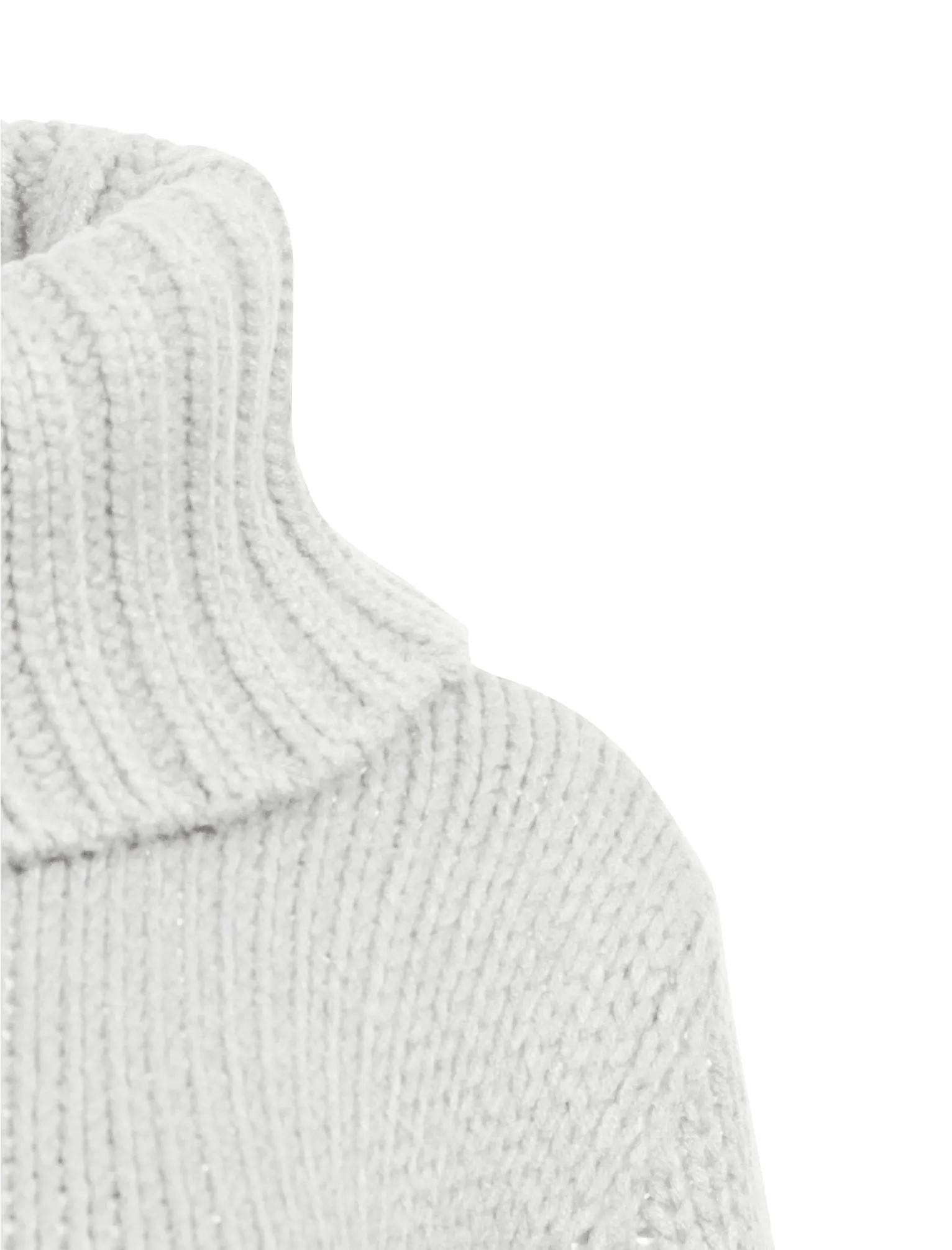 Drama Roll Neck Chunky Knit Jumper in Optic White - Amara Reya