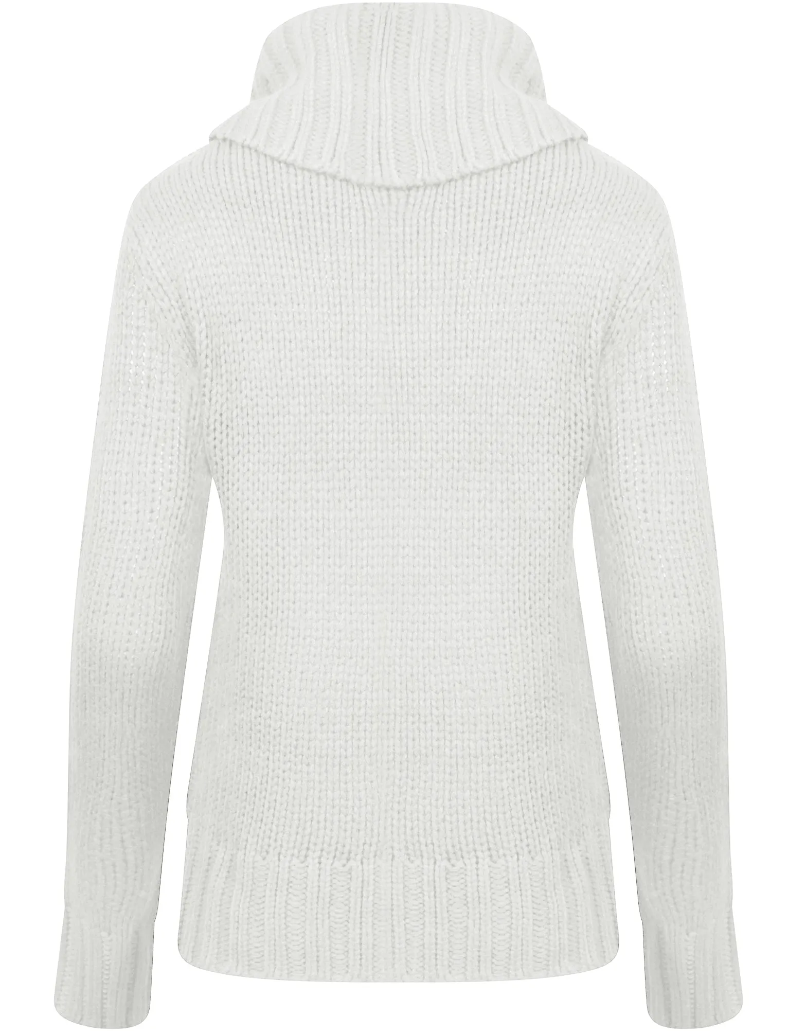 Drama Roll Neck Chunky Knit Jumper in Optic White - Amara Reya