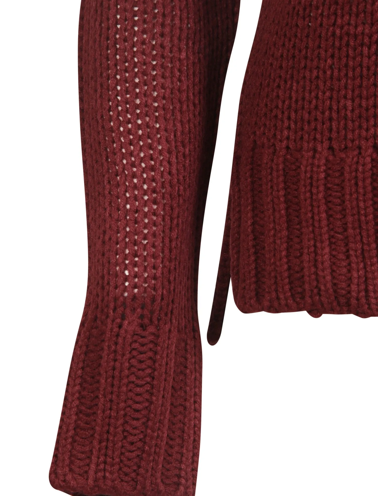 Drama Roll Neck Chunky Knit Jumper in Red Wine - Amara Reya